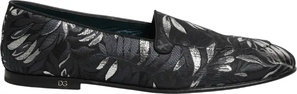 Black Leaf Embroidery Dress Men Loafers Shoes