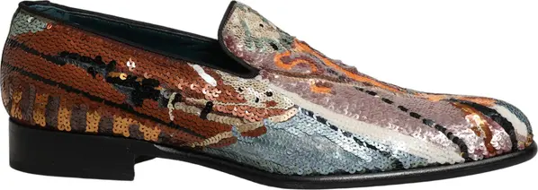 Multicolor Embroidered Sequin Loafers Shoes