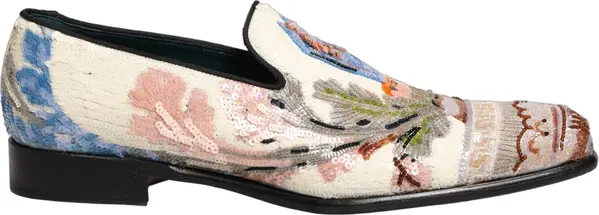 Multicolor Sequin Embroidered Loafers Shoes