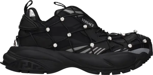 Black Fabric Chunky Sneakers