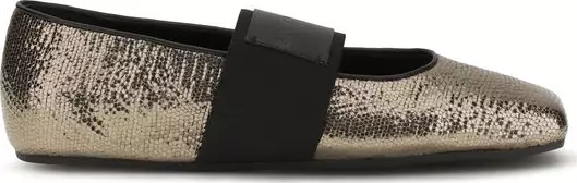 Gold Calf Leather Bos Taurus Ballet Flats