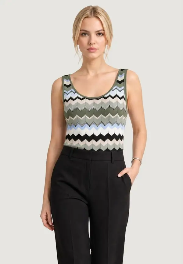 Green Marabou Tank Tops