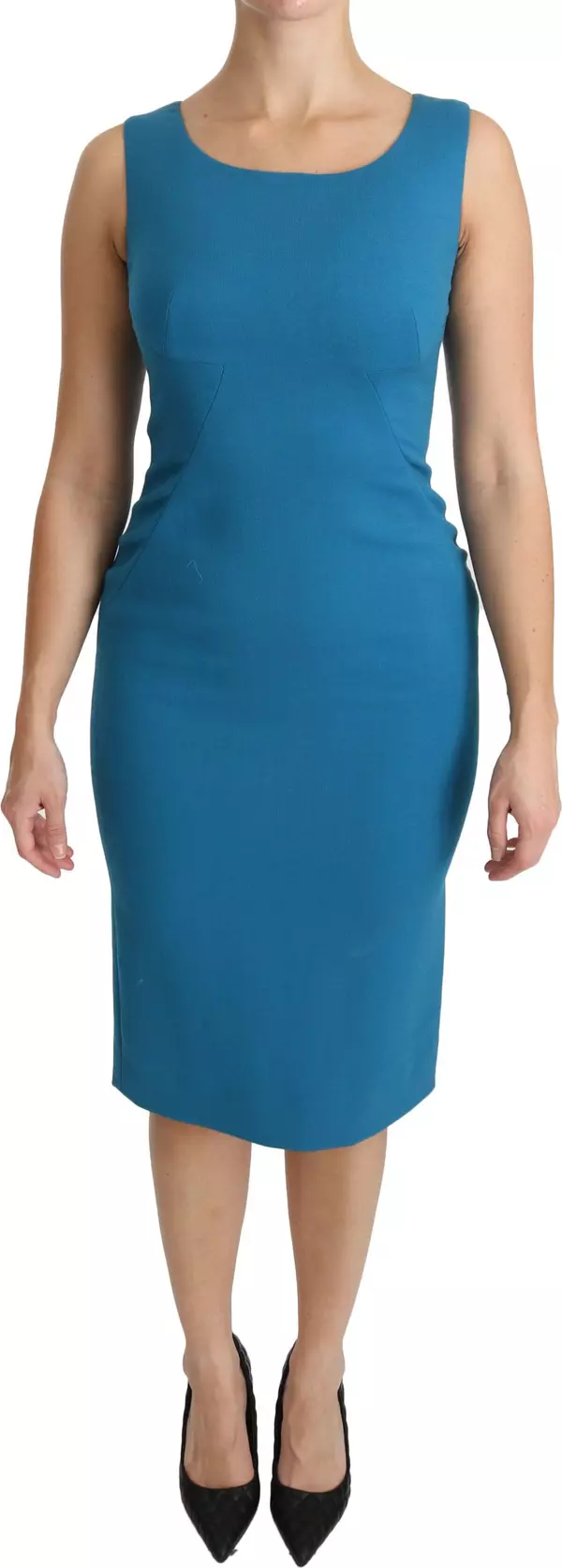 Blue Virgin Wool Casual Dress