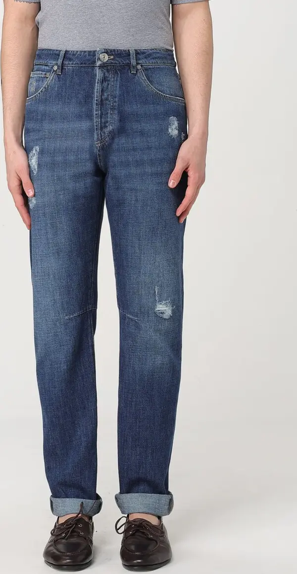 Blue Denim Straight-Leg Jeans
