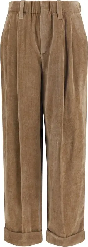 Brown Viscose Casual Pants