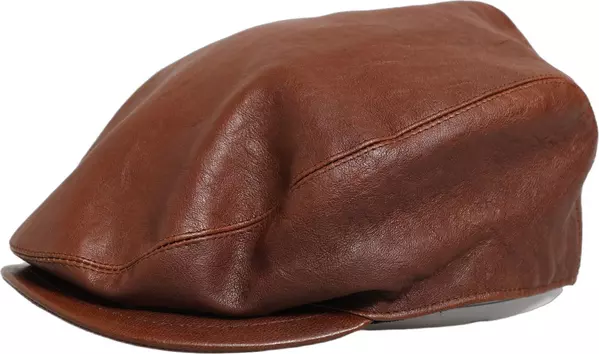 Men Brown Lamb Leather Newsboy Cloth Capello Hat