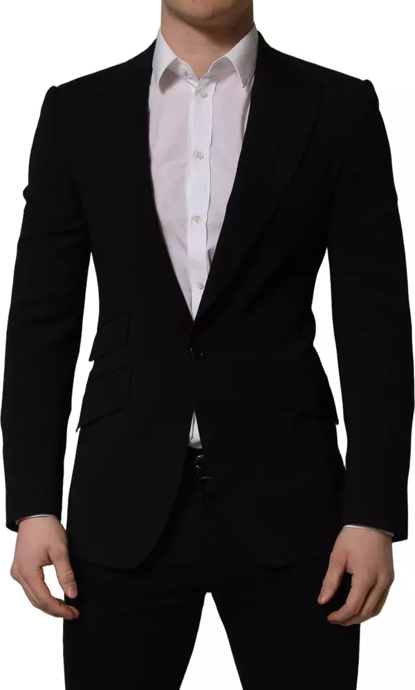 Black Wool Single Breasted Men Blazer Jacket