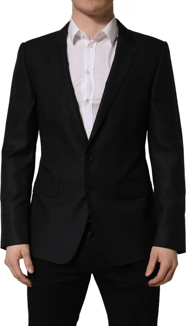 Black Wool Single Breasted Men Blazer Jacket