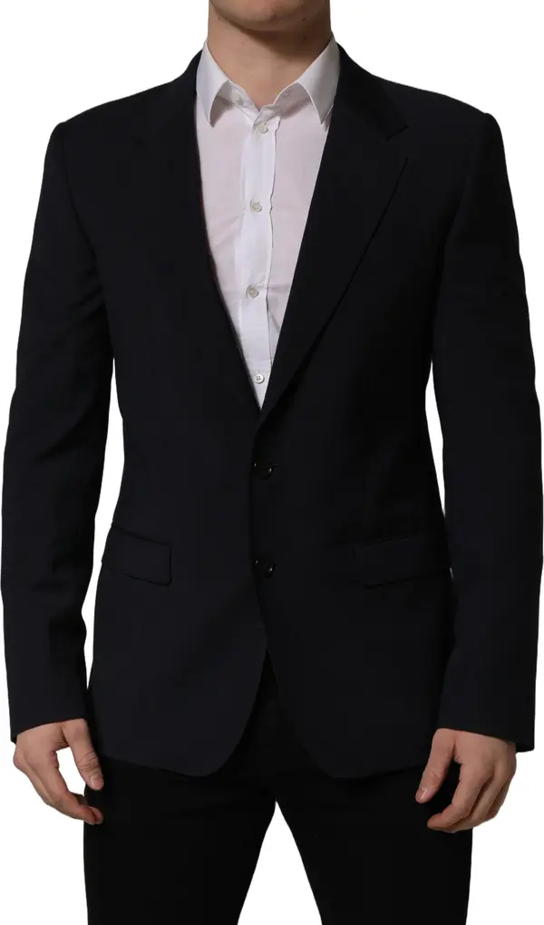 Black Wool Single Breasted Men Blazer Jacket