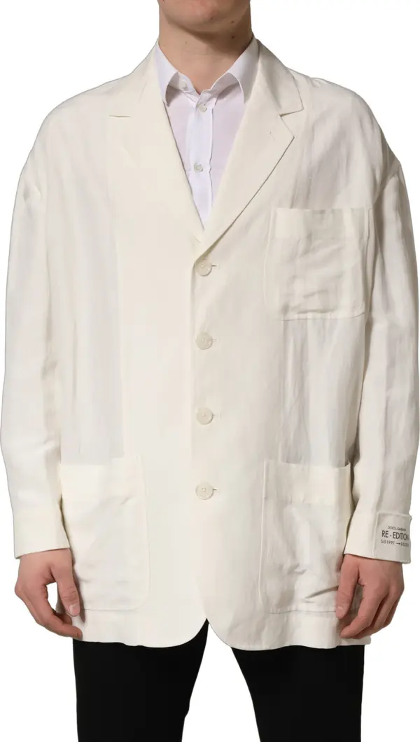 Off White Flax Single Breasted Blazer Jacket