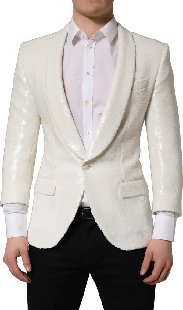 White Viscose Single Breasted Blazer Jacket
