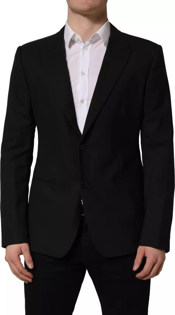 Black Wool Single Breasted Blazer Jacket