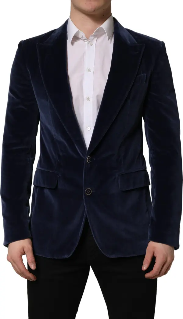 Blue Velvet Single Breasted Blazer Jacket