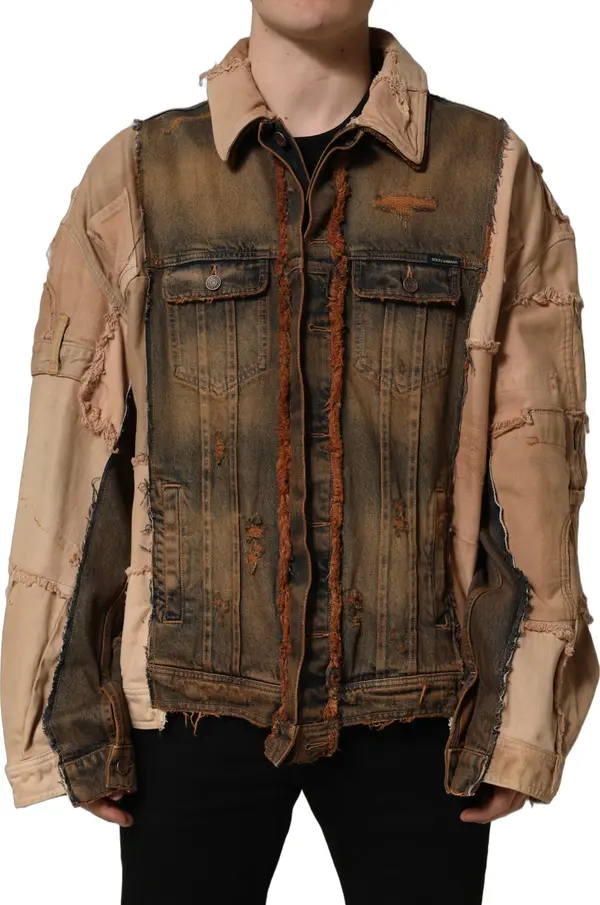 Multicolor Raw Cut Panelled Denim Men Jacket
