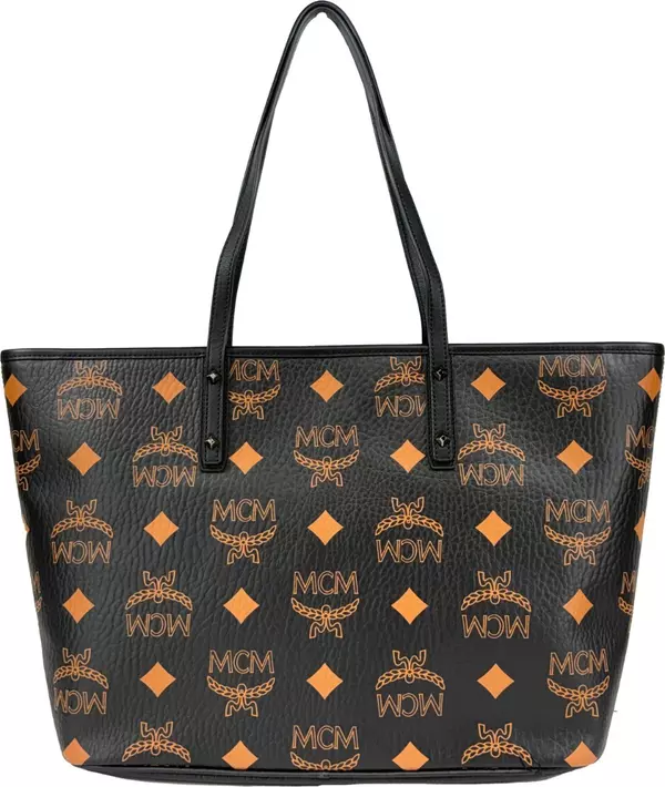 MCM Aren Black Leather Shoulder Tote Bag