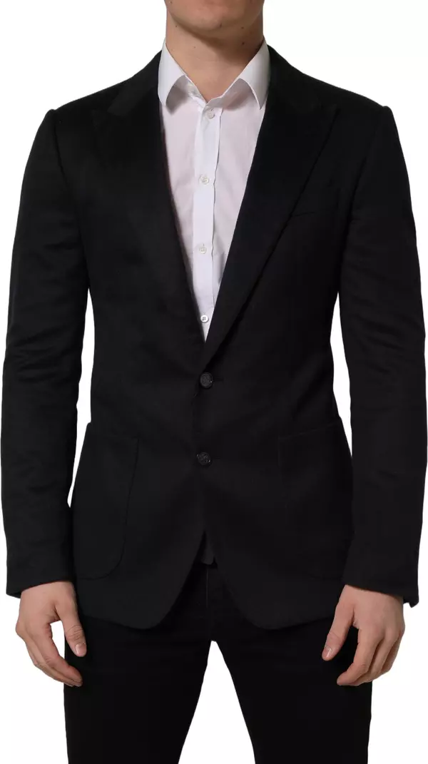 Black Cashmere Single Breasted Blazer Jacket