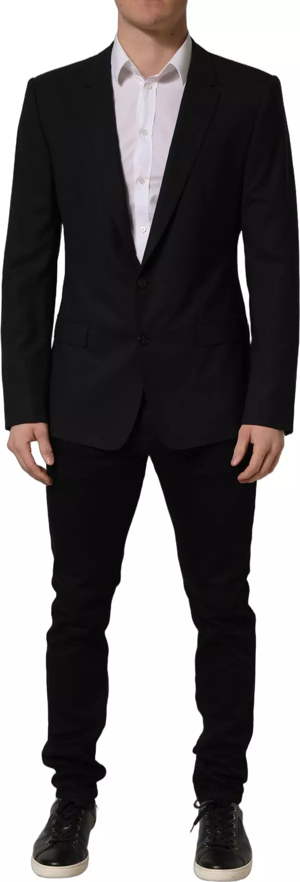 Black Wool Single Breasted Blazer Jacket