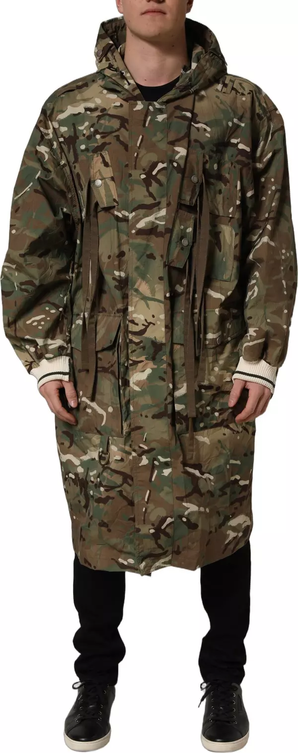 Multicolor Camouflage Hooded Coat Jacket