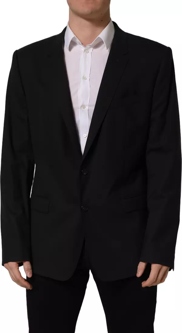 Black Wool Single Breasted Blazer Jacket