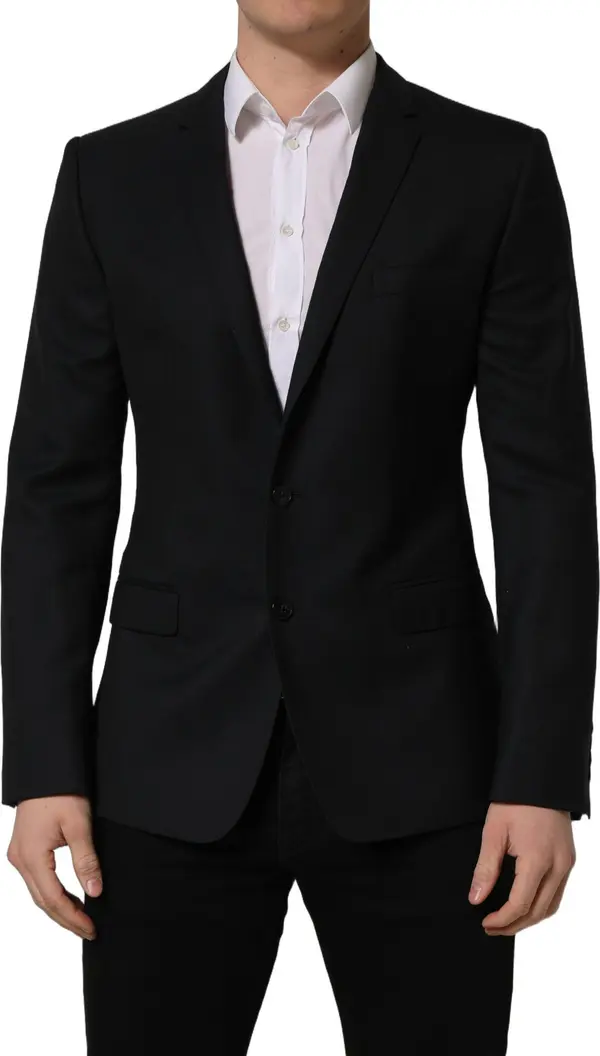 Black Wool Single Breasted Blazer Jacket