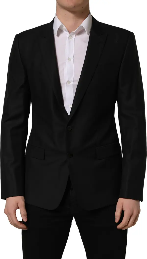 Black Wool Single Breasted Blazer Jacket