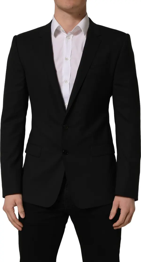 Black Wool Single Breasted Blazer Jacket