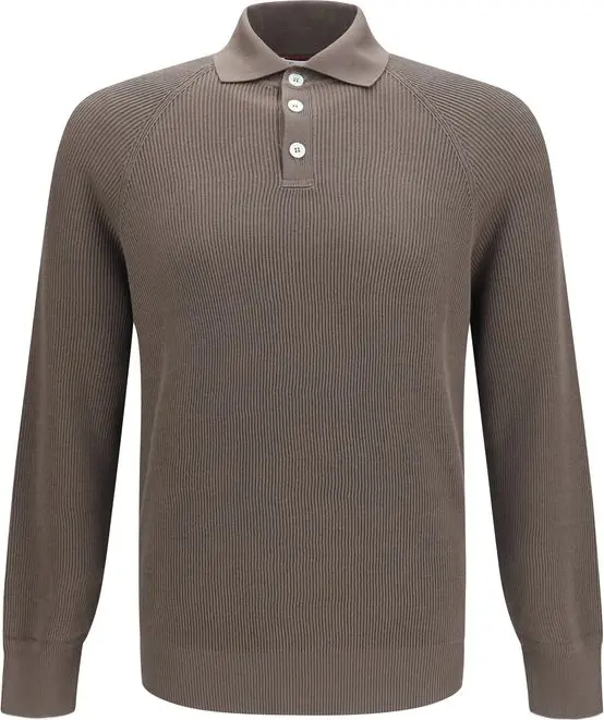 Brown Cotton Polo Shirt