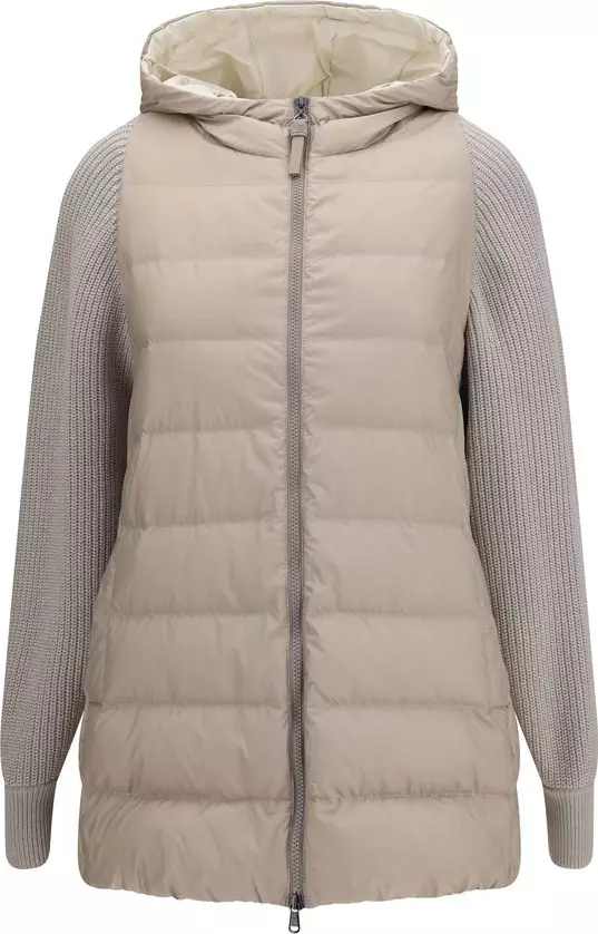 Gray Polyester Full-Length Jacket