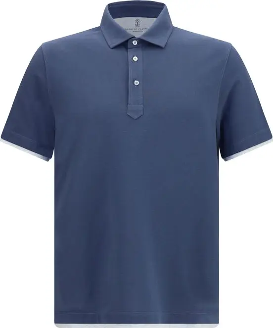 Blue Cotton Polo Shirt