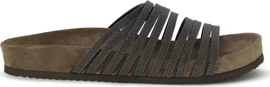 Black Calf Leather Bos Taurus Flat Sandals