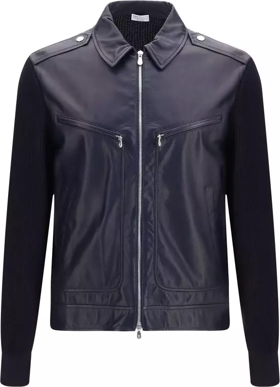 Blue Calf Leather Bos Taurus Leather Jacket
