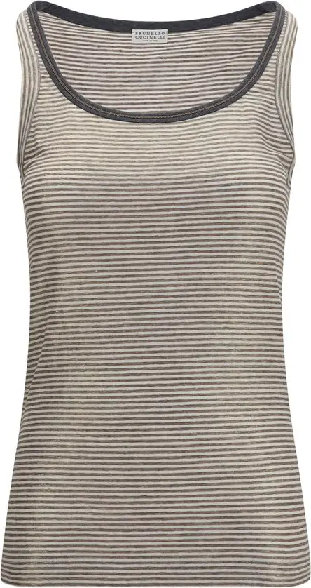 Beige Linen Tank Tops