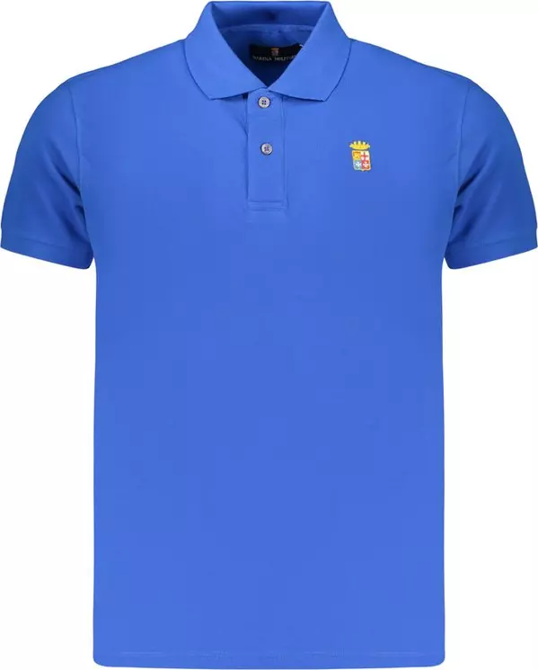 Blue Cotton Men Polo