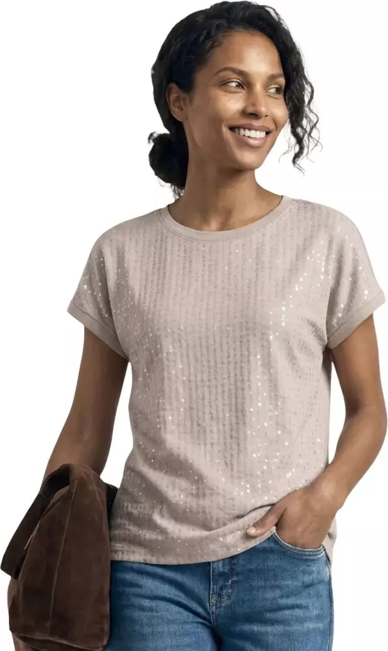 Beige Polyester T-Shirt