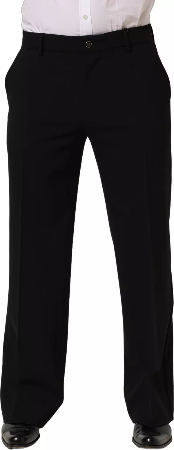 Black Wool Straight Men Dress Trouser Pants