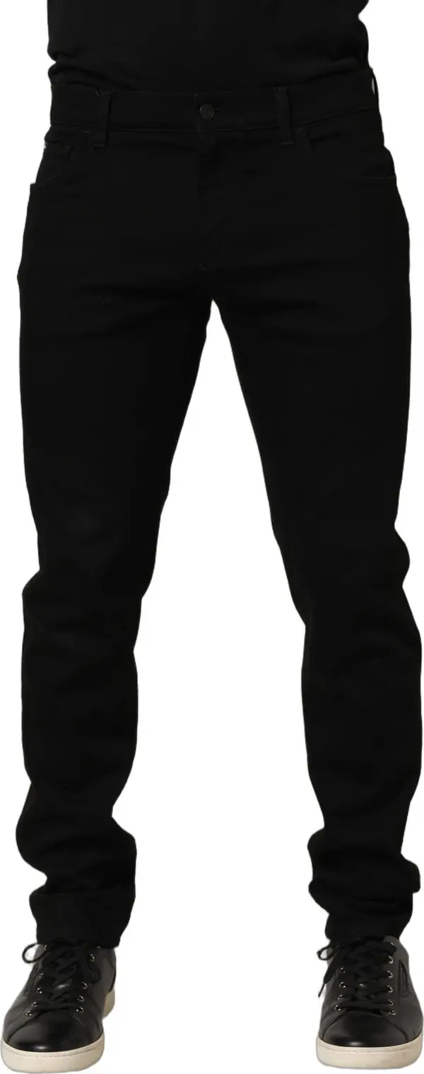 Black Cotton Stretch Skinny Men Denim Jeans