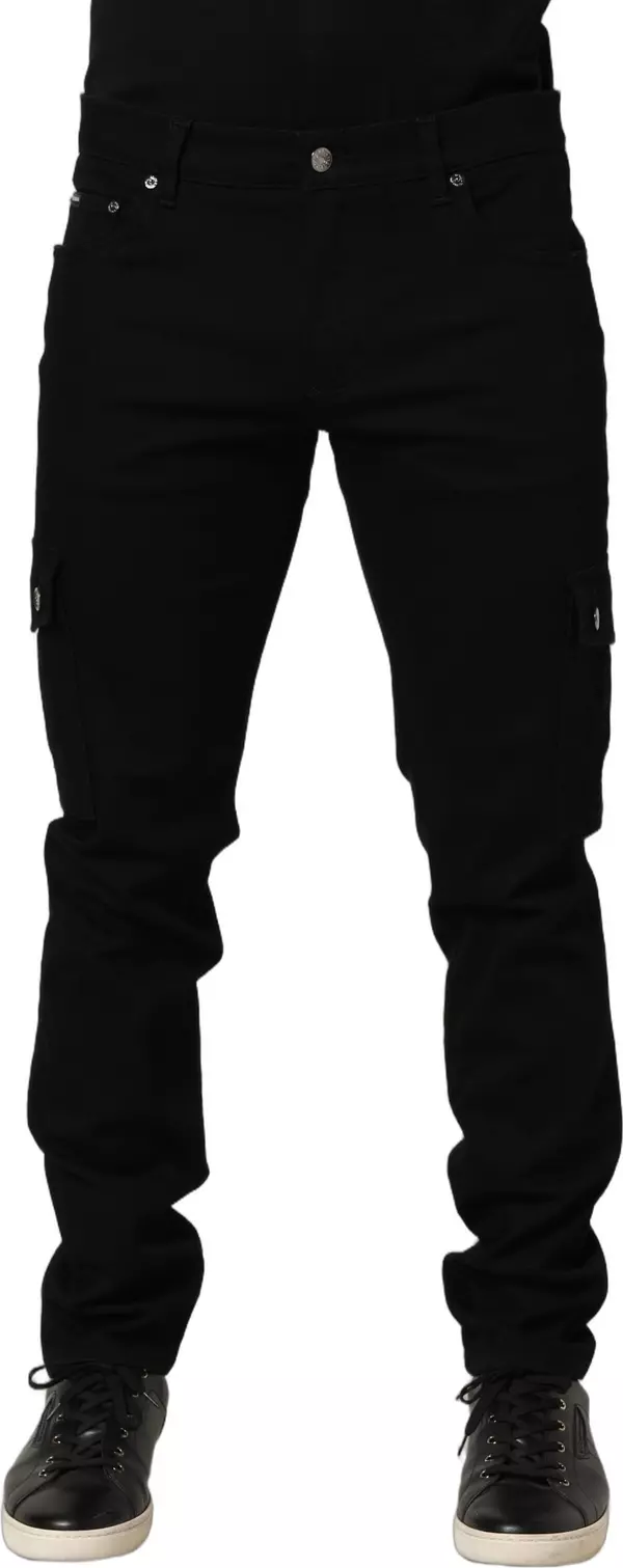 Black Cotton Stretch Skinny Men Denim Jeans