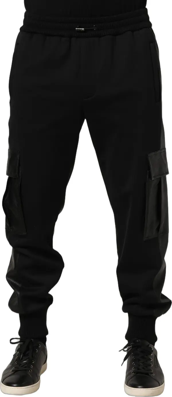 Black Mid Waist Cargo Jogger Sweatpants Pants