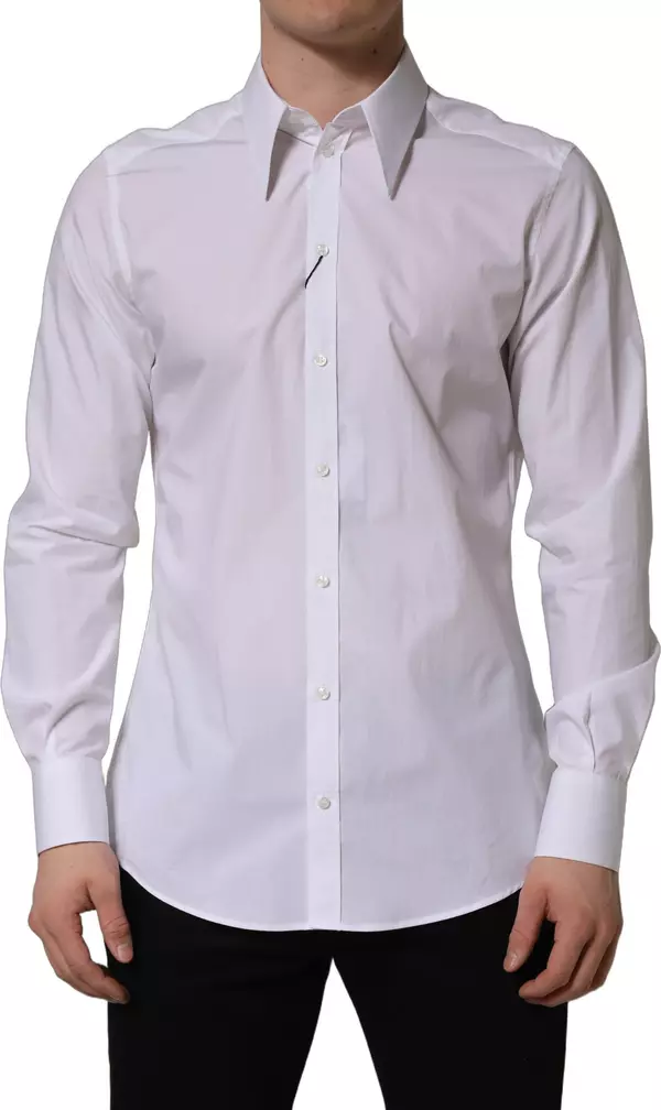 White MARTINI Long Sleeves Men Dress Shirt