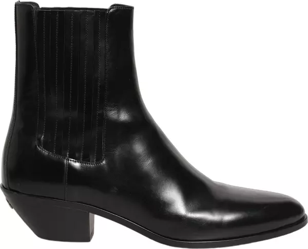 Black Leather Chelsea Mid Calf Boots Shoes