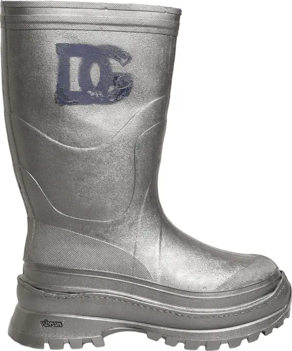 Metallic Silver Pull On Rain Boots Men Shoes
