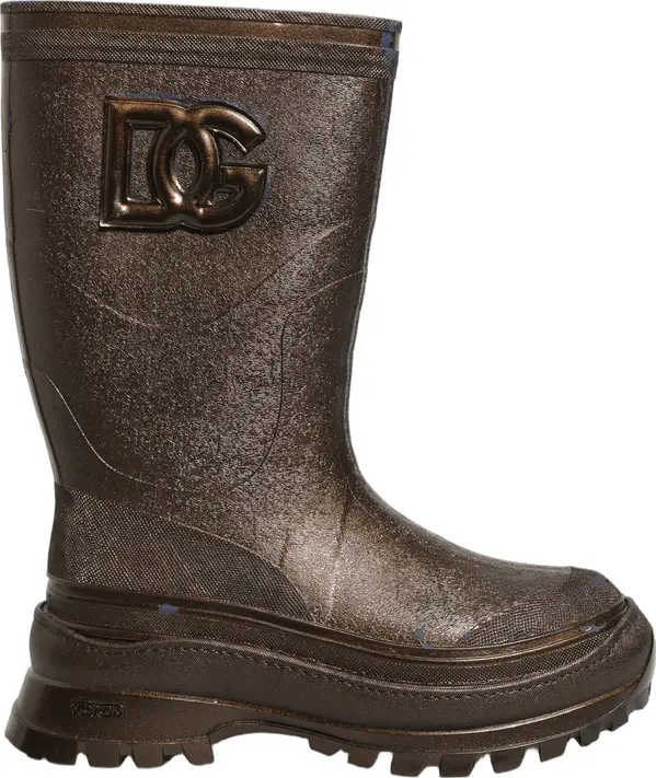 Bronze PVC Pull On Rain Boots Men Shoes