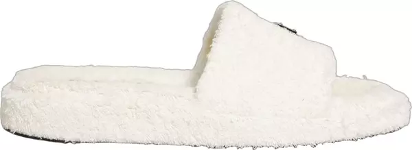White Faux Fur Flats Men Slides Sandals Shoes