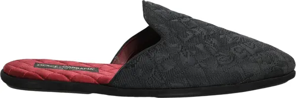 Black Floral Brocade Slides Slippers Shoes