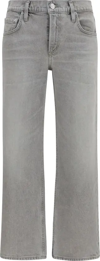 Gray Cotton Straight-Leg Jeans