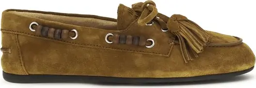 Beige Calf Leather Bos Taurus Slip-On Loafers