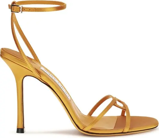 Orange Silk Stiletto Heel Sandals