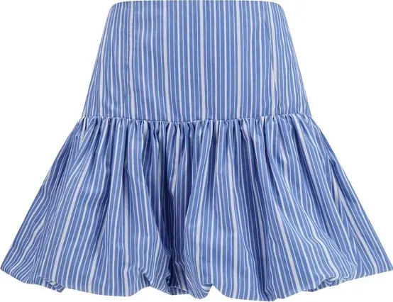 Blue Cotton Mini Skirt