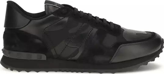 Black Polyester Athletic Sneakers
