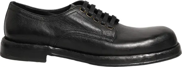Black Leather Lace Up Derby Dress Men Shoes